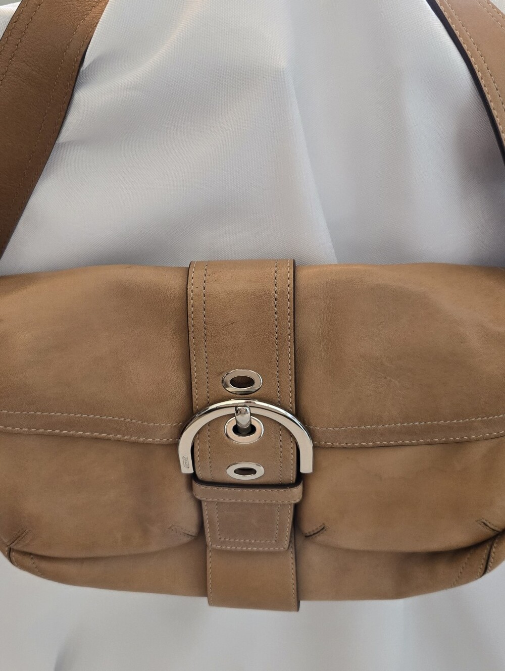 Coach Vintage Tan Leather Flap Hobo Shoulder Bag L05S-9434